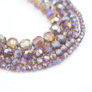 Faceted Round Glass Beads - Amethyst AB