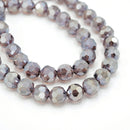 Faceted Round Glass Beads - Amethyst Lustre