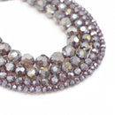 Faceted Round Glass Beads - Amethyst Lustre