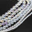 Smooth Round AB Coated Glass Beads 4mm,6mm - Clear AB / Lustre