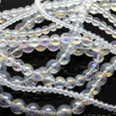 Smooth Round AB Coated Glass Beads 4mm,6mm - Clear AB / Lustre