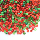 STAR BEADS: 2,000 x Red / Green Seed Glass Beads - 2.8x3.2mm (8/0) - Seed Beads