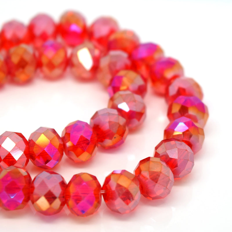 STAR BEADS: FACETED RONDELLE GLASS BEADS - SIAM AB - Rondelle Beads