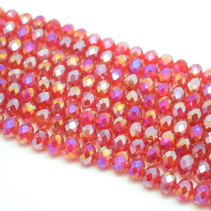 Faceted Rondelle Glass Beads - Siam AB