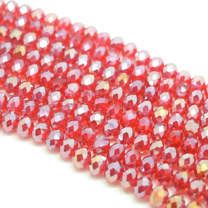 Faceted Rondelle Glass Beads - Siam Lustre