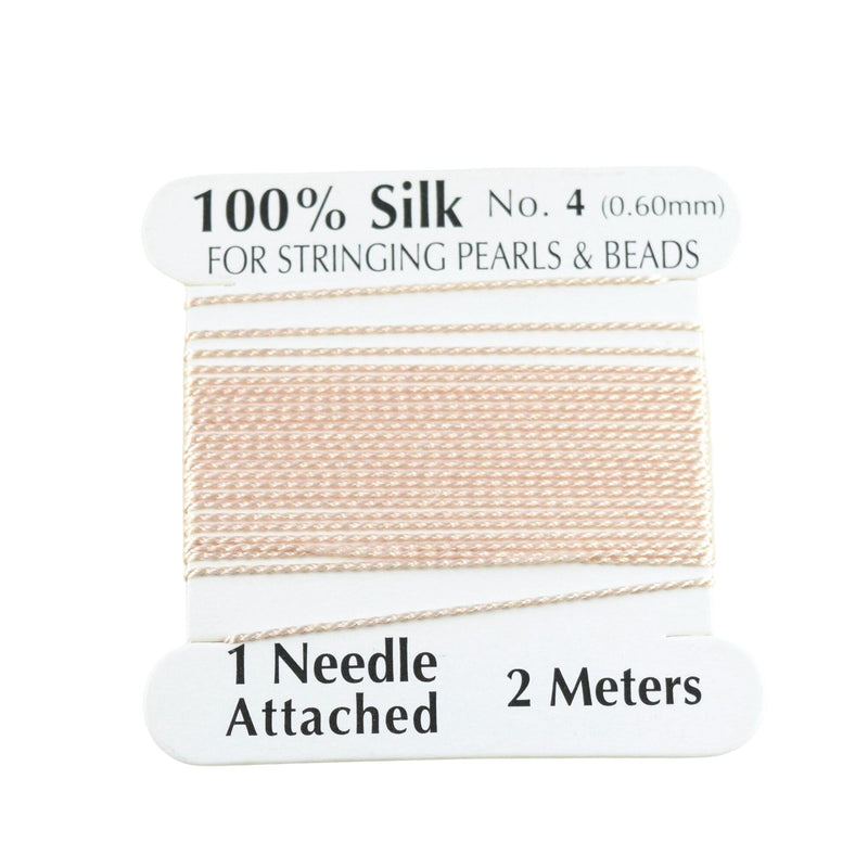 100% Natural Silk Beading Cord 0.6mm (2M) - Blush (2X PACK)
