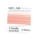 100% Natural Silk Beading Cord 0.6mm (2M) - Coral (2X PACK)