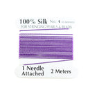 100% Natural Silk Beading Cord 0.6mm (2M) - Purple (2X PACK)
