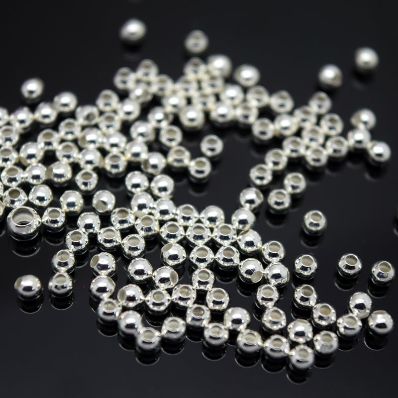 STAR BEADS: SILVER PLATED BRASS SMOOTH ROUND SPACER BEADS  - PICK SIZE - Spacer Beads
