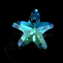 10 x Faceted Glass Starfish Pendants Silver Plated 14mm - Green / Blue