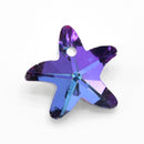 10 x Faceted Glass Starfish Pendants Silver Plated 14mm - Green / Purple
