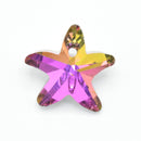 10 x Faceted Glass Starfish Pendants Silver Plated 14mm - Pink / Green