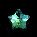 10 x Faceted Glass Star Pendants Silver Plated 14mm - Green / Blue