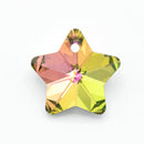 10 x Faceted Glass Star Pendants Silver Plated 14mm - Pink / Green