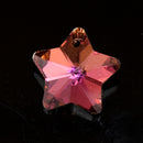 10 x Faceted Glass Star Pendants Silver Plated 14mm - Pink / Purple