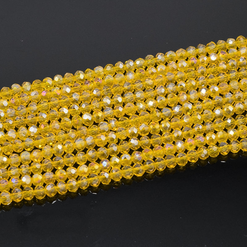 Faceted Rondelle Glass Beads - Sunflower Lustre/AB