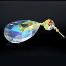 2 x Teardrop Faceted Glass Pendants 50mm Plus 14mm Octagon - Clear AB