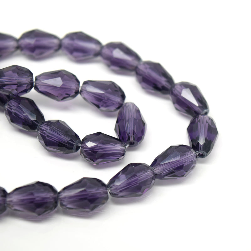 Faceted Teardrop Glass Beads  - Violet