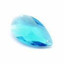 STAR BEADS: 2 x Teardrop Faceted Glass Pendants 38mm - Aquamarine - Pendants