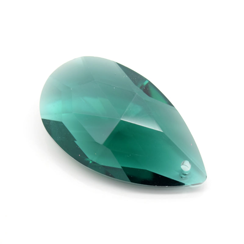 STAR BEADS: 2 x Teardrop Faceted Glass Pendants 38mm - Emerald - Pendants