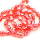 STAR BEADS: 60 x Faceted Teardrop Glass Beads Light Siam Lustre - 8x11mm - Teardrop Beads