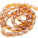 STAR BEADS: 60 x Faceted Teardrop Glass Beads Topaz Lustre - 8x11mm - Teardrop Beads