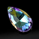 5 x Faceted Glass Teardrop Pendants Silver Plated 13x22mm - Lilac / Blue