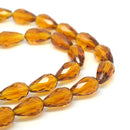 Faceted Teardrop Glass Beads  - Topaz