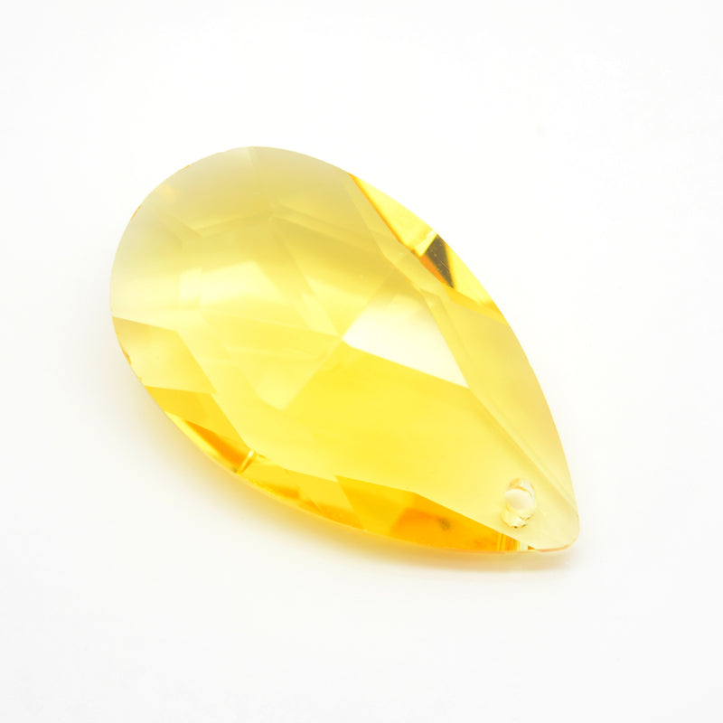 STAR BEADS: 2 x Teardrop Faceted Glass Pendants 38mm - Yellow - Pendants
