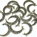 20 x Alloy Filigree Bronze Connector Pendant - Moon 41x30mm