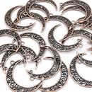 20 x Alloy Filigree Copper Connector Pendant - Moon 41x30mm