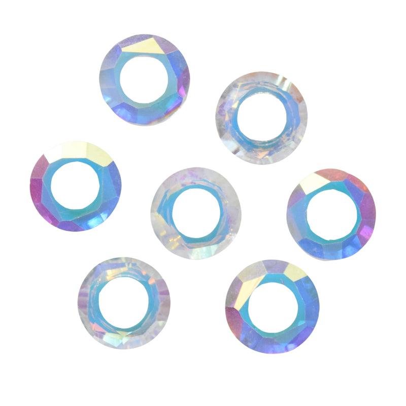 20 x Faceted Glass Ring Pendants 10mm - Clear AB