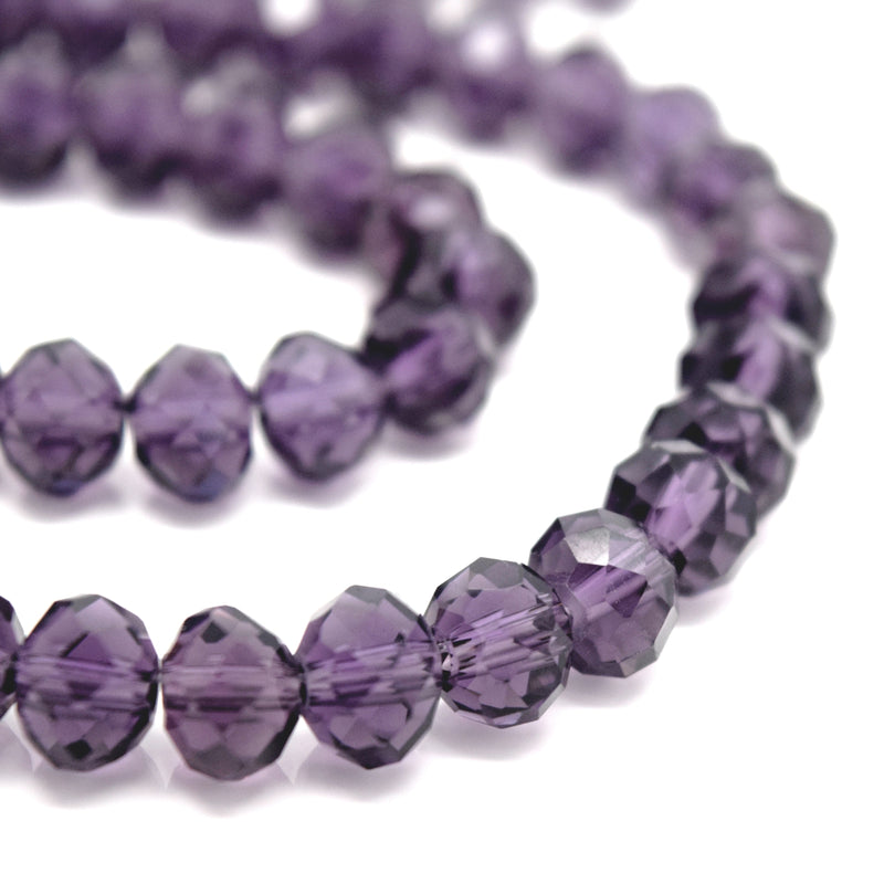 Faceted Rondelle Glass Beads - Violet