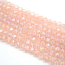 Faceted Rondelle Glass Beads - Vintage Rose AB