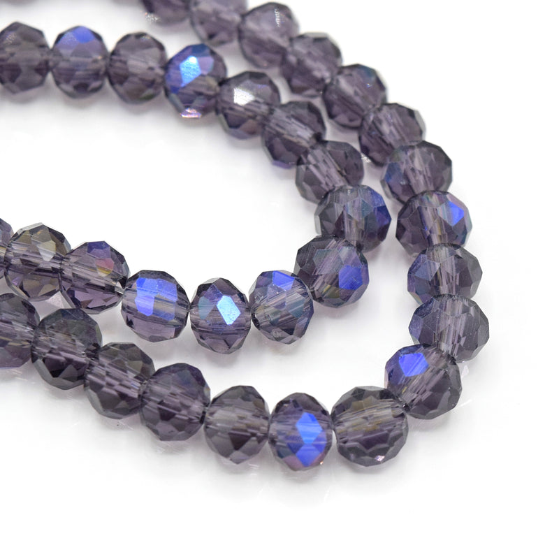 Faceted Rondelle Glass Beads - Violet ABX2