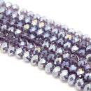 Faceted Rondelle Glass Beads - Violet Lustre