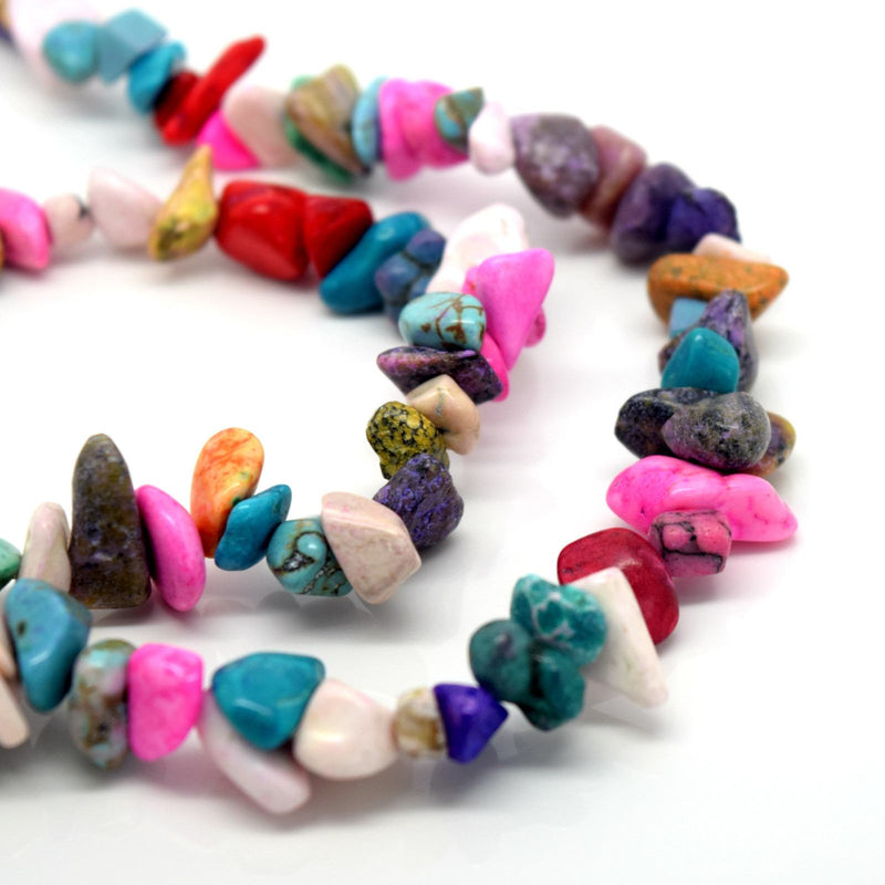 STAR BEADS: 34" Synthetic Mix Turquoise Gemstone Chips 250+ Beads 5-8mm - Glass Gemstone Beads