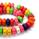 STAR BEADS: 52 x Synthetic Turquoise 13x7mm Round Flower Beads - Glass Gemstone Beads