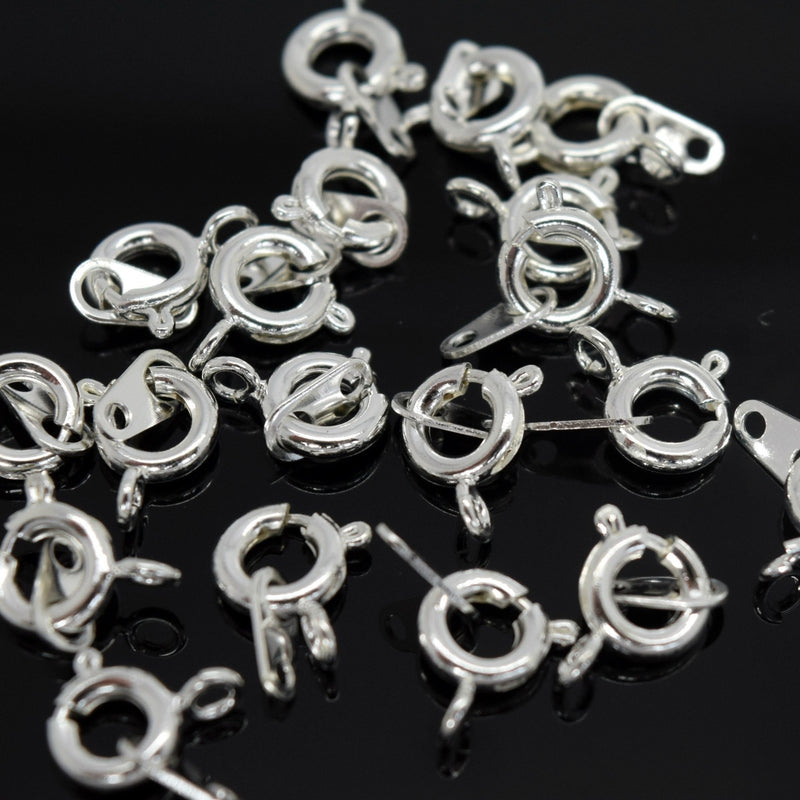 STAR BEADS: 20 x Silver Plated Brass Spring Clasps Findings 6mm - Lobster Clasps