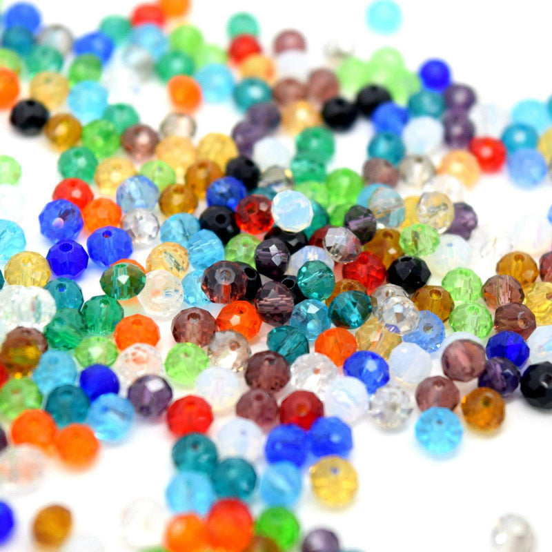 STAR BEADS: FACETED RONDELLE GLASS BEADS MIXED - PICK SIZE - Rondelle Beads