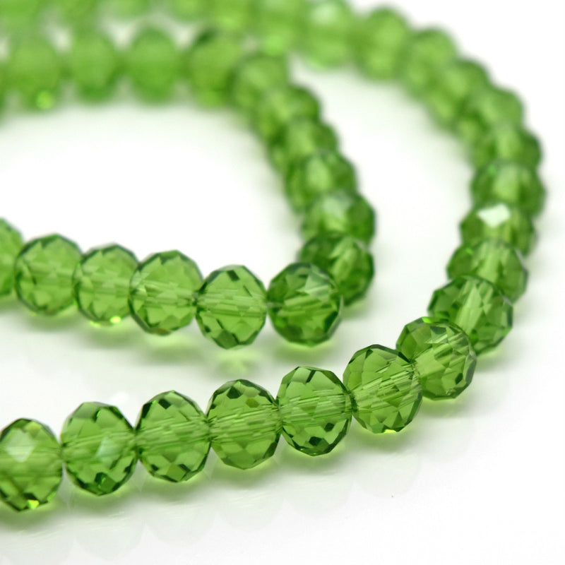 STAR BEADS: 98-100 x Faceted Rondelle Glass Beads Olivine 6x4mm - Rondelle Beads