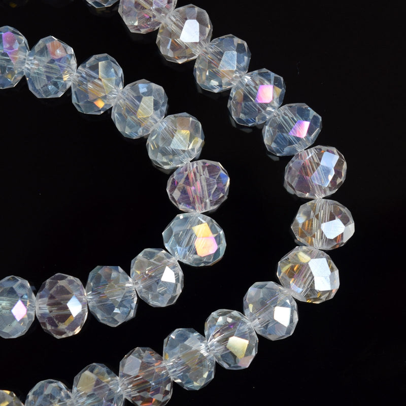 STAR BEADS: FACETED RONDELLE GLASS BEADS - CRYSTAL AB - Rondelle Beads