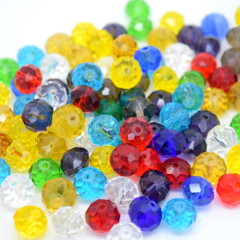 STAR BEADS: FACETED RONDELLE GLASS BEADS MIXED - PICK SIZE - Rondelle Beads