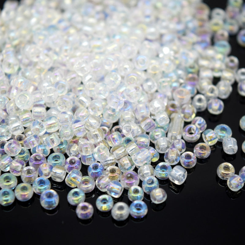 STAR BEADS: Crystal AB Seed Glass Beads - 1.8x2mm / 2.8x3.2mm - Seed Beads